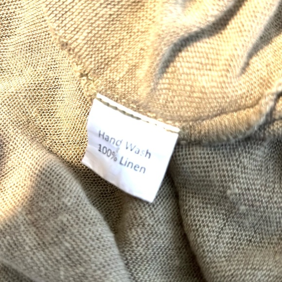 Banner Day 100% Linen Top in Olive Green Band Day - Picture 2 of 8